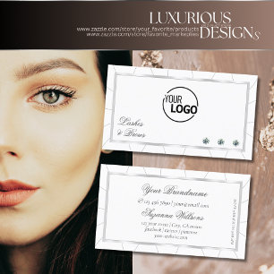 Vita och Silver Ram Noble med diamanter och Logoty Visitkort