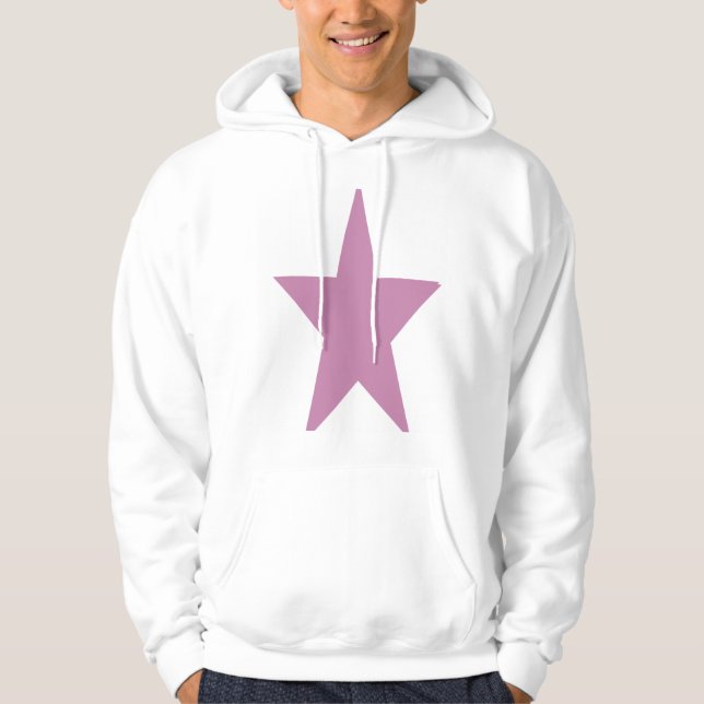Vita och stora stjärnkroppar av rosa för manar hoodie (Framsida)