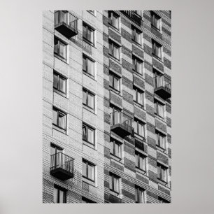 VITA OCH SVART KONKRET BYGGNAD POSTER