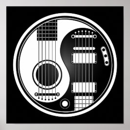 Vita och svarta akustiska Guitars Yin Yang Poster
