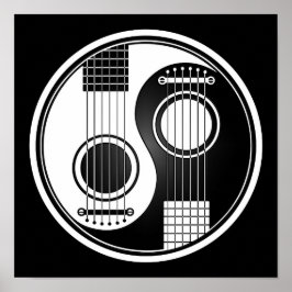Vita och svarta akustiska Guitars Yin Yang Poster