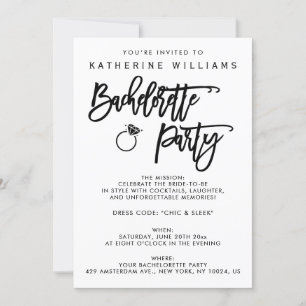 Vita och svarta Bachelorette-partiets inbjudan