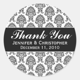 Vita och svarta Bröllopsetiketter i svartvitt Runt Klistermärke