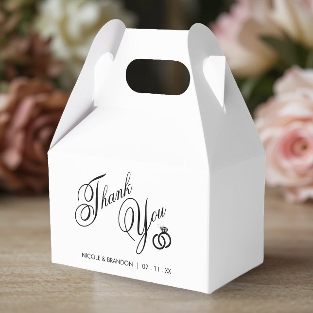 Vita och svarta Diamond Ring Bröllop Tack Presentaskar (White & Black Diamond Ring Wedding Thank You Favor Boxes
)