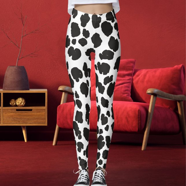 Vita och svarta fläckar Safari Leopardtryck Leggings (Skapare uppladdad)