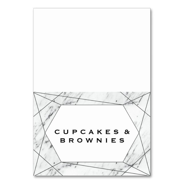 Vita och svarta Geometric Buffet Food Labels Bordsnummer (Framsidan)