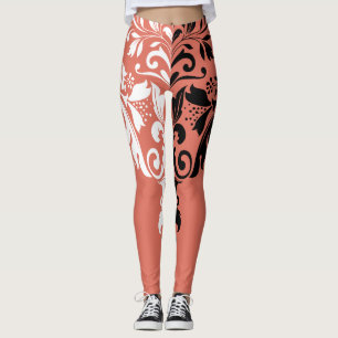 Vita och svarta, gigantiska Blommigtar Leggings