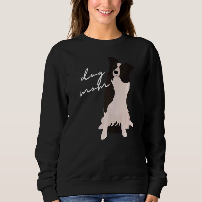 Vita och Svarta Gräns-kollie Hund Mamma Hund-kvinn T Shirt (Framsida)