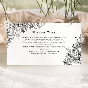 Vita och svarta Greenery Bröllop Wishing-brunn Tilläggskort