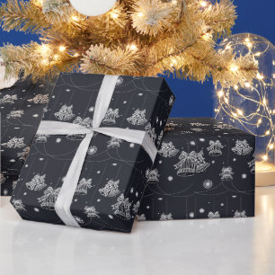 Vita och svarta julprydnader Mönster Gift Presentpapper