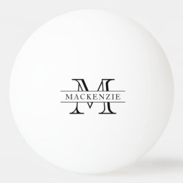 Vita och svarta klassiska Gräns Namn Monogram Pingisboll