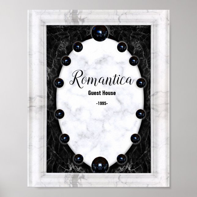 Vita och svarta Marble Sphere-grafik Poster (Framsidan)