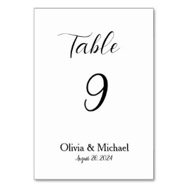 Vita och svarta minimalistiska Bröllop-Bordsnummer Bordsnummer