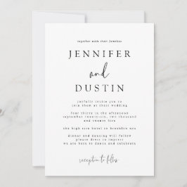 Vita och svarta moderna Elegance Bröllop Inbjudningar