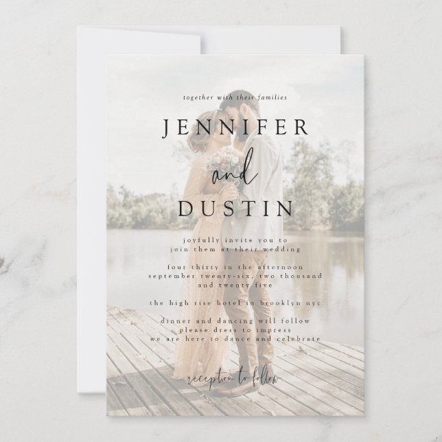 Vita och svarta moderna Elegance Bröllop Inbjudningar (Framsida)