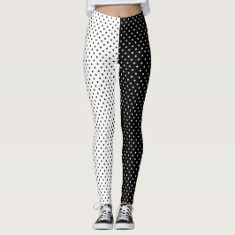 Vita och svarta polkadot leggings