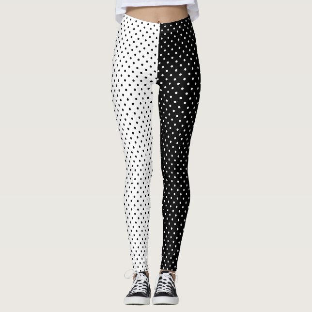 Vita och svarta polkadot leggings (Framsida)