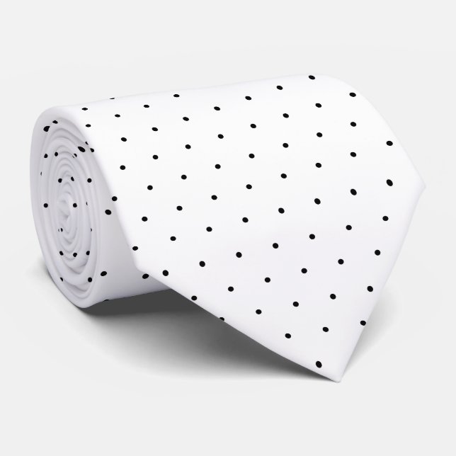 Vita och svarta polkadot slips (Rullad)