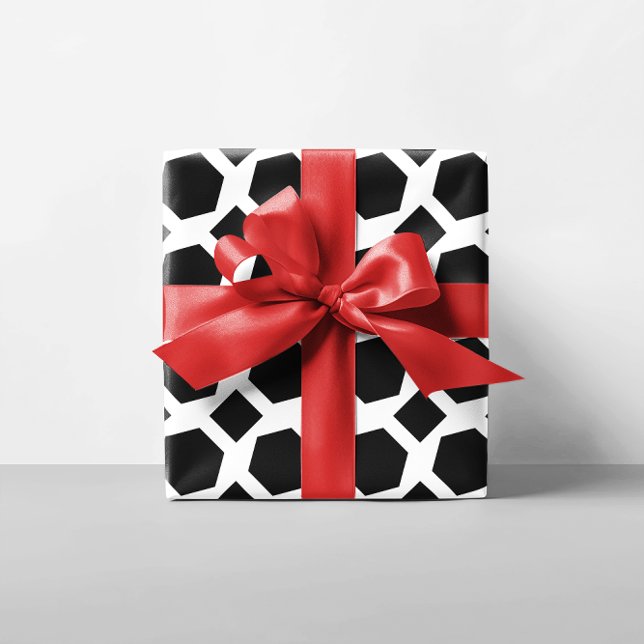 Vita och svarta polygoner presentpapper (White and Black Polygons Wrapping Paper)