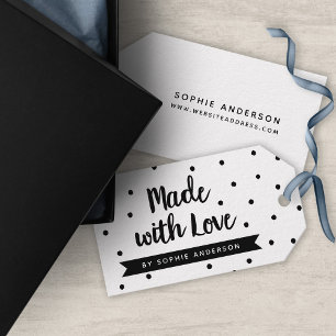 Vita och Svarta Prickar Gjorda med Kärlek Presentetikett