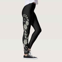 Vita och svarta prydnadsföremål leggings