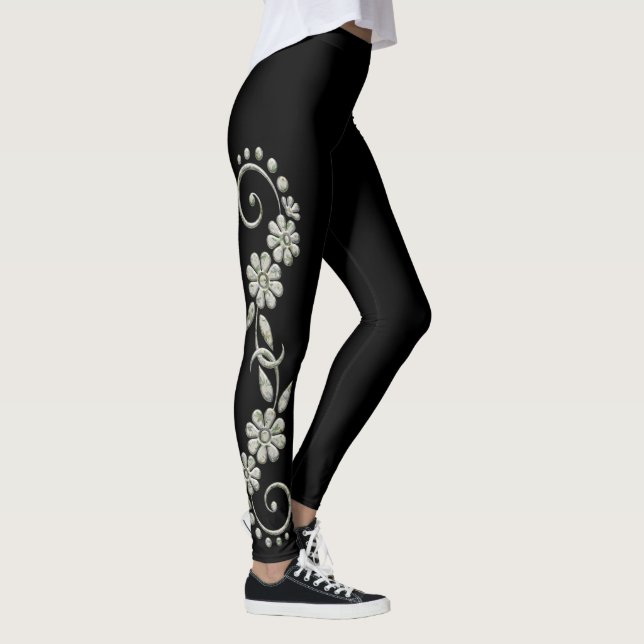 Vita och svarta prydnadsföremål leggings (Höger)