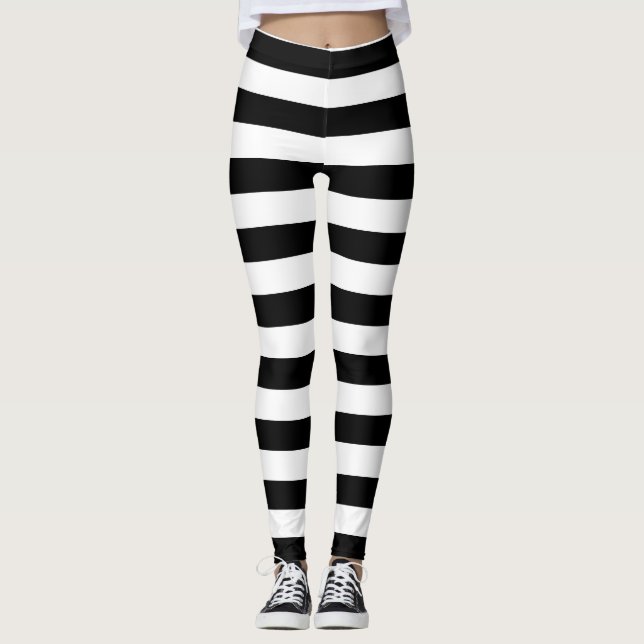 Vita och svarta randiga Halloween-ligament Leggings (Framsida)