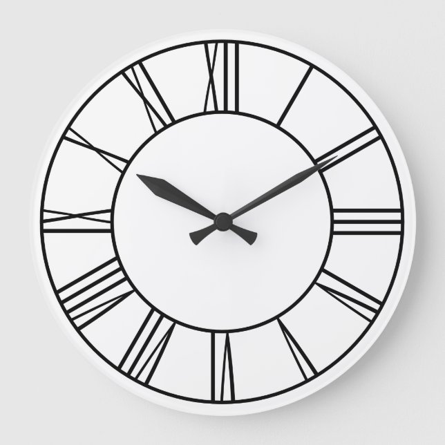 Vita och svarta romerska Ring-siffror Stor Klocka (Framsida)