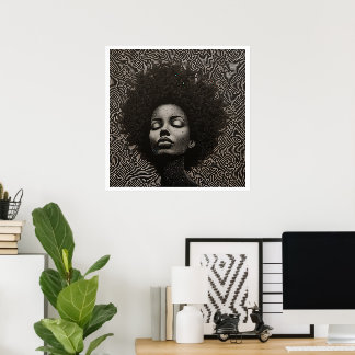 Vita och svarta, Svarta kvinnan stolt porträtt Poster
