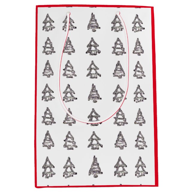 Vita och svarta Träd-presentsäck (röda sidor) (Framsidan)