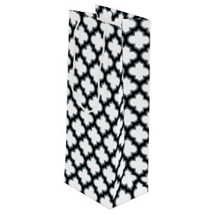 Vita och svarta trellis, lattice, quatrefoil