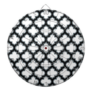 Vita och svarta trellis, lattice, quatrefoil darttavla