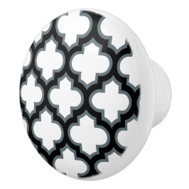 Vita och svarta trellis, lattice, quatrefoil knopp