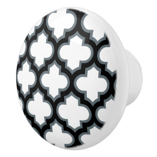 Vita och svarta trellis, lattice, quatrefoil knopp