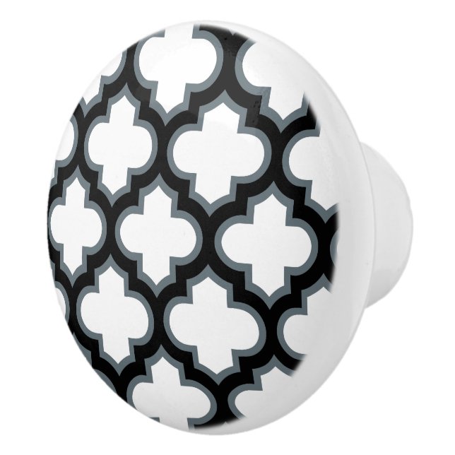 Vita och svarta trellis, lattice, quatrefoil knopp (Höger)