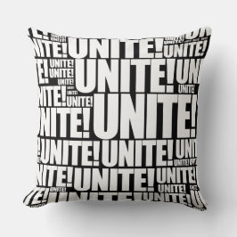 Vita och svarta UNITE! Typografi Upprepa Mönster Kudde
