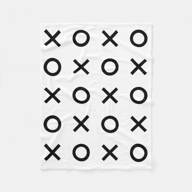 Vita och svarta Xs och Os Fleecefilt (Framsidan)
