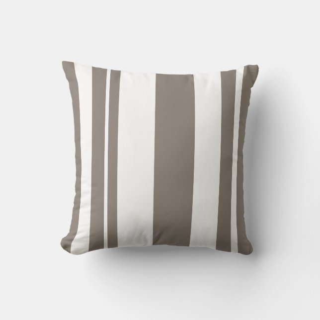 Vita och taupe Stripe dekorativ kudde (Framsida)