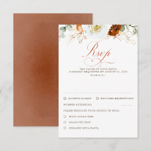 Vita och terrakotta blommor bröllop RSVP OSA Kort
