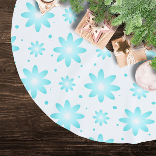 Vita och turkosa ömtåliga tusenskönor, prickigt mö julgransmatta borstad polyester