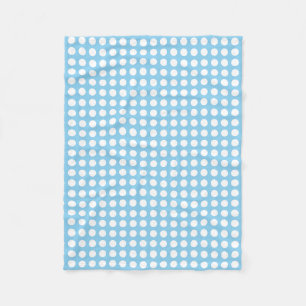 Vita om Baby blue medelstora Vågrät Polka dots Fleecefilt