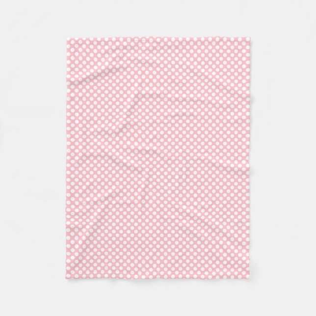 Vita om Rosa Små Storleka Polka dots Fleecefilt (Framsidan)