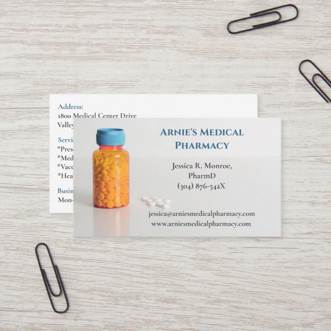 Vita Orange Flaska RX Pharmist Pills Pharmacy Pill Visitkort (Fram/Back In Situ)