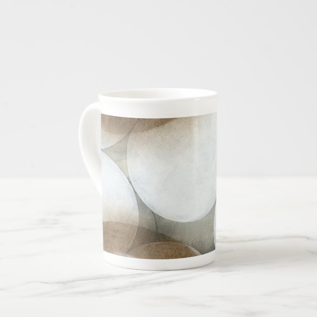 Vita orber och bruna cirklar benporslin mugg (Framsida vänster)