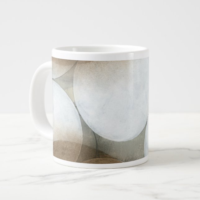 Vita orber och bruna cirklar jumbo mugg (Framsida vänster)