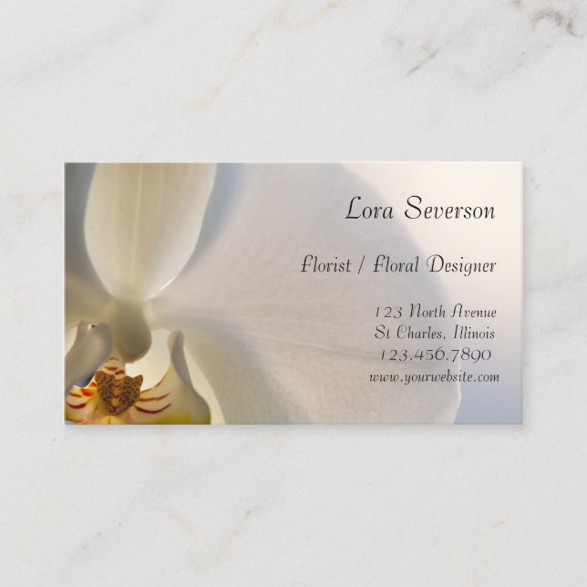 Vita orchid Florist-Affärskort Visitkort (Framsida)