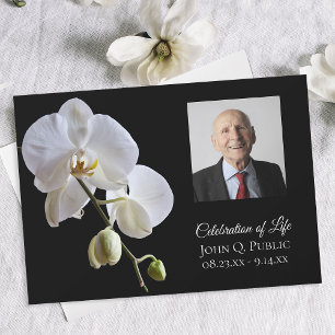 Vita Orchids på Black Firande of Life Inbjudningar