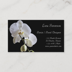 Vita Orchids på Black Florist Visitkort
