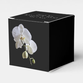 Vita Orchids på Svarta Bröllop Presentaskar