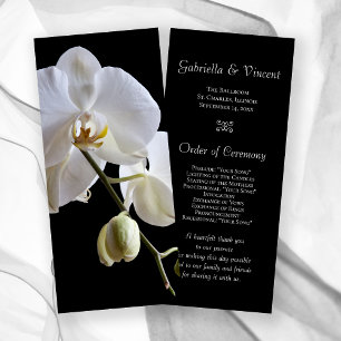 Vita Orchids på svarta Bröllopsprogram Program